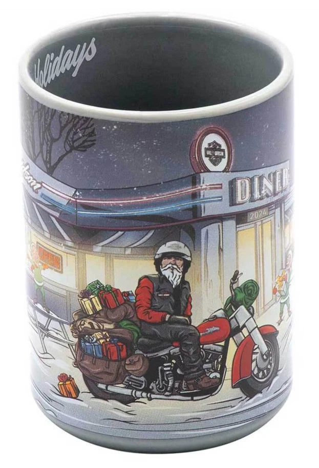 Ceramic Mug for Harley-Davidson Biker Santa Scene (2024) 15 Oz