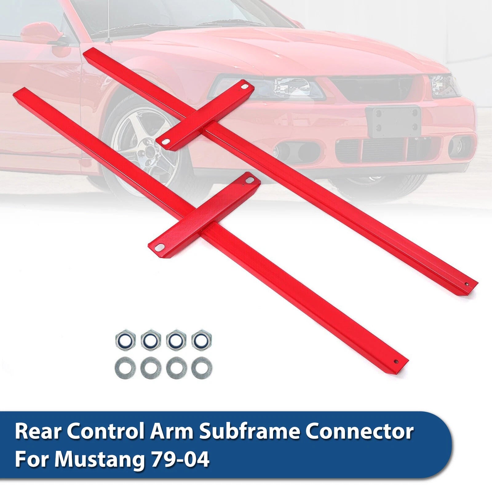 Subframe Connectors for Mustang/Cobra (1979–2004) - Red Powder Coated Steel