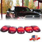 Set of 5 Red LED Cab Roof Marker Lights for Dodge GMC Chevy SUV