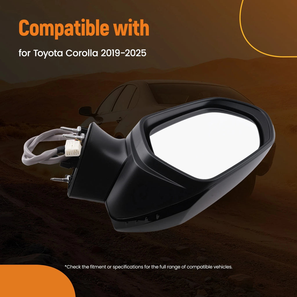 Driver Power Side Mirror for Toyota Corolla Hybrid (2019–2025) Heated Black 8794012G00
