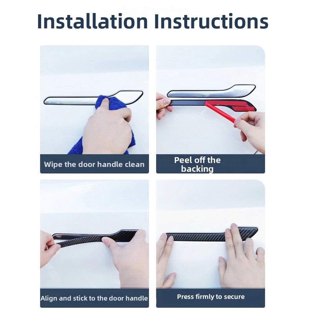 Carbon Fiber Handle Cover Trim Kit for Tesla Model 3 (2017–2023)