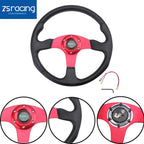 6 Bolt 14" Racing Steering Wheel for Universal Fit (Drifting, Aluminum, Red)