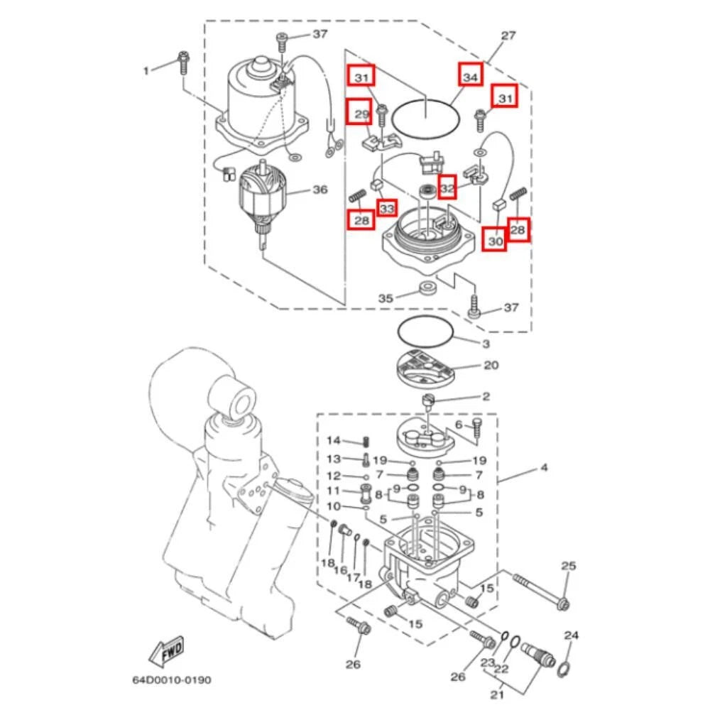 Trim Tilt Motor Repair Brush Kit for Yamaha Outboard (1995–2006)