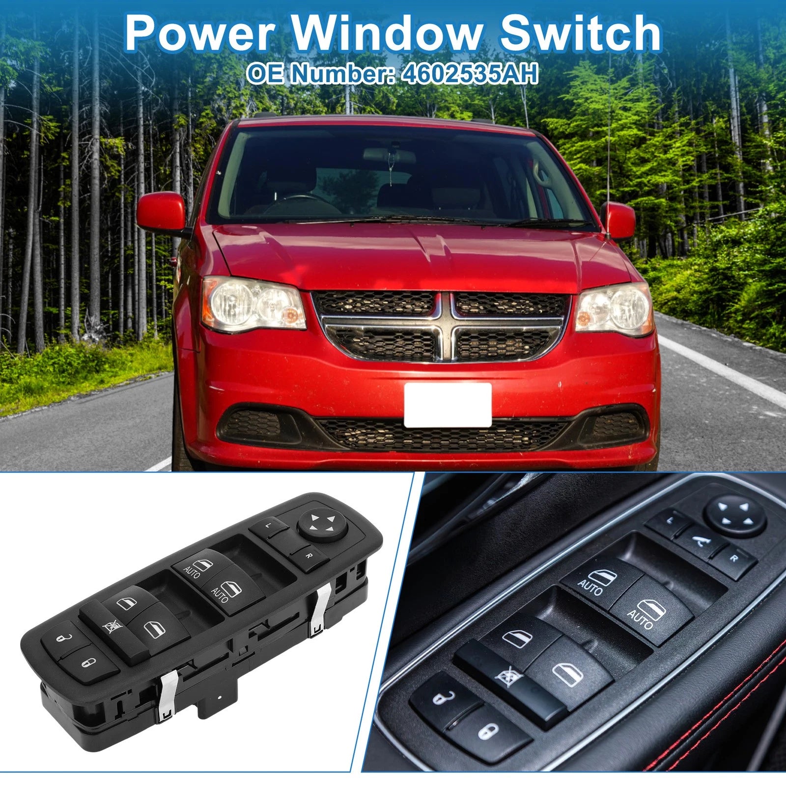 2 Power Window Switch No. 4602535AH for Dodge Grand Caravan (2008–2020)