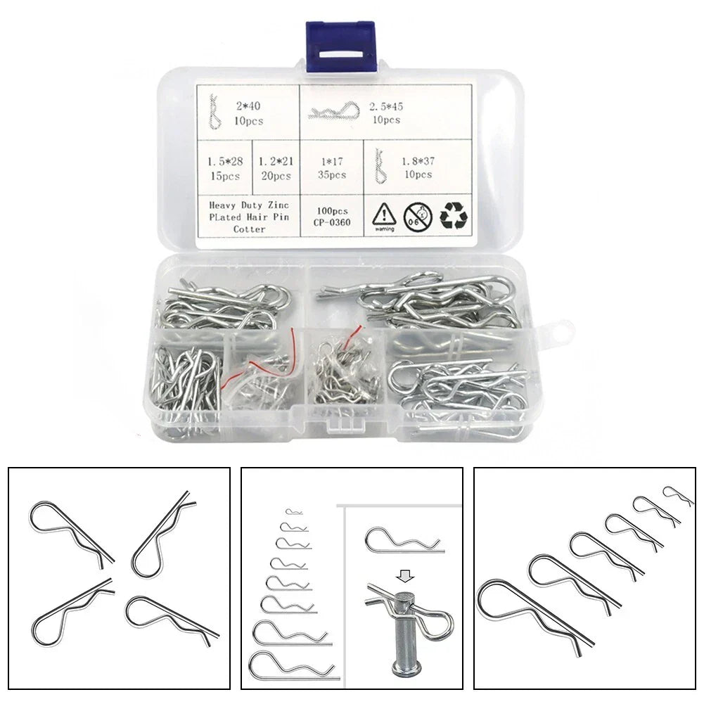 Hitch Pin Clip / 100 PCS / Carbon Steel Zinc Plated for Car Mechanic