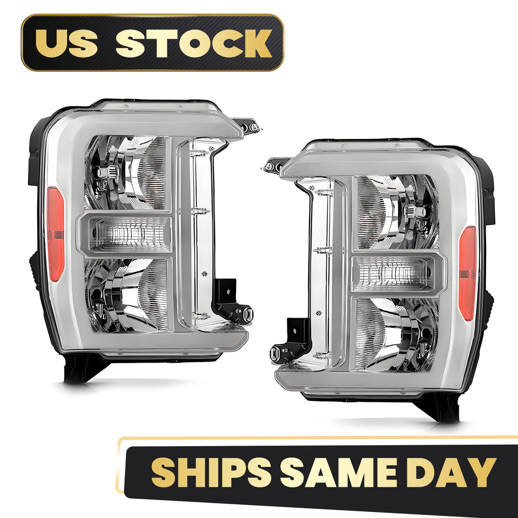 Halogen Headlight Chrome Pair for Ford F250 F350 Super Duty (2023–2026)
