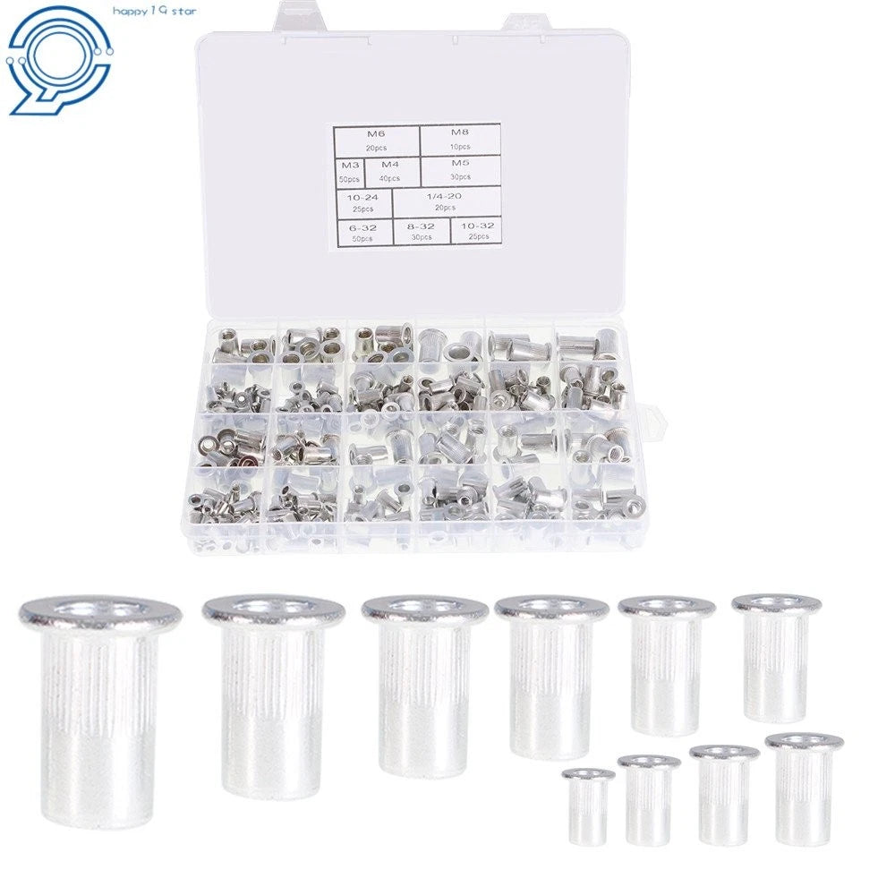 300Pcs Aluminum Rivet Nut Rivnut Nutsert Kit for Various Applications