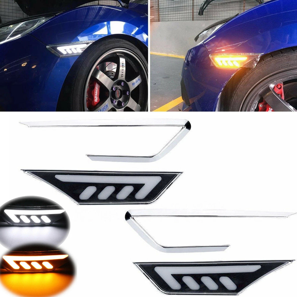 JDM Bright White Amber COB Side Marker Lights for Honda Civic (2016–2021)
