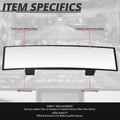 Universal 11" Convex Panoramic Wide Angle Rear View Mirror Glass