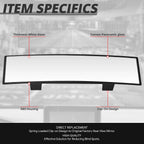 Universal 11" Convex Panoramic Wide Angle Rear View Mirror Glass