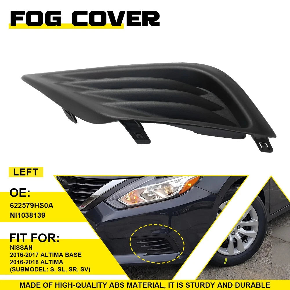 Fog Light Covers for Nissan Altima (2016–2018) - Driver Left Side, Black