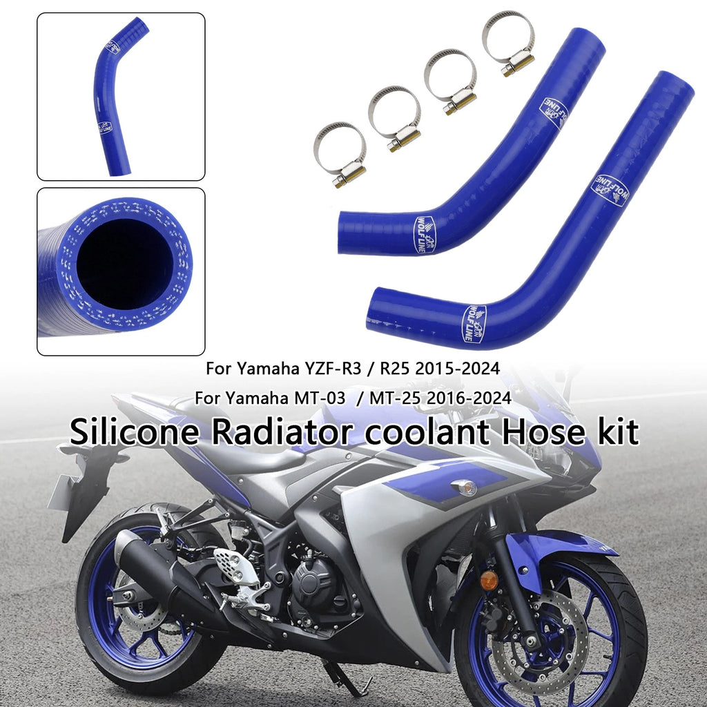 Silicone Radiator Coolant Hose for Yamaha MT-03 MT-25 YZF R3 R25 (2015–2024)