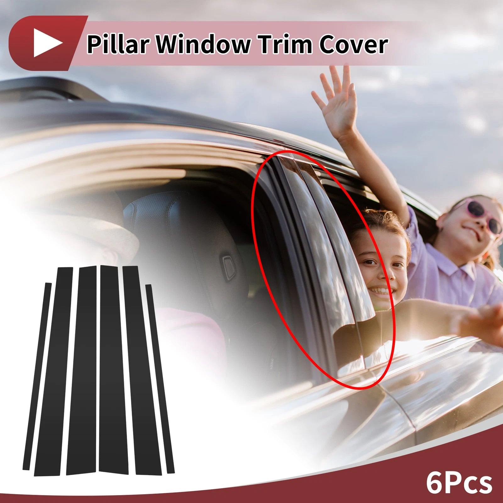 6 Pcs Car Door Pillar Window Trim for Toyota 4Runner (1996–2002) Black