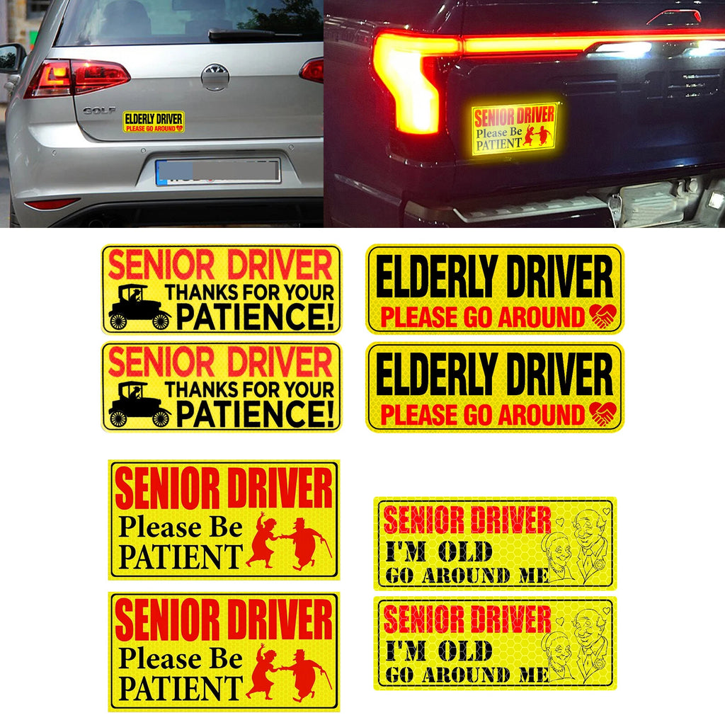 Reflective Senior Driver Car Magnet Sign for Bumper (Yellow, 1 Pack)