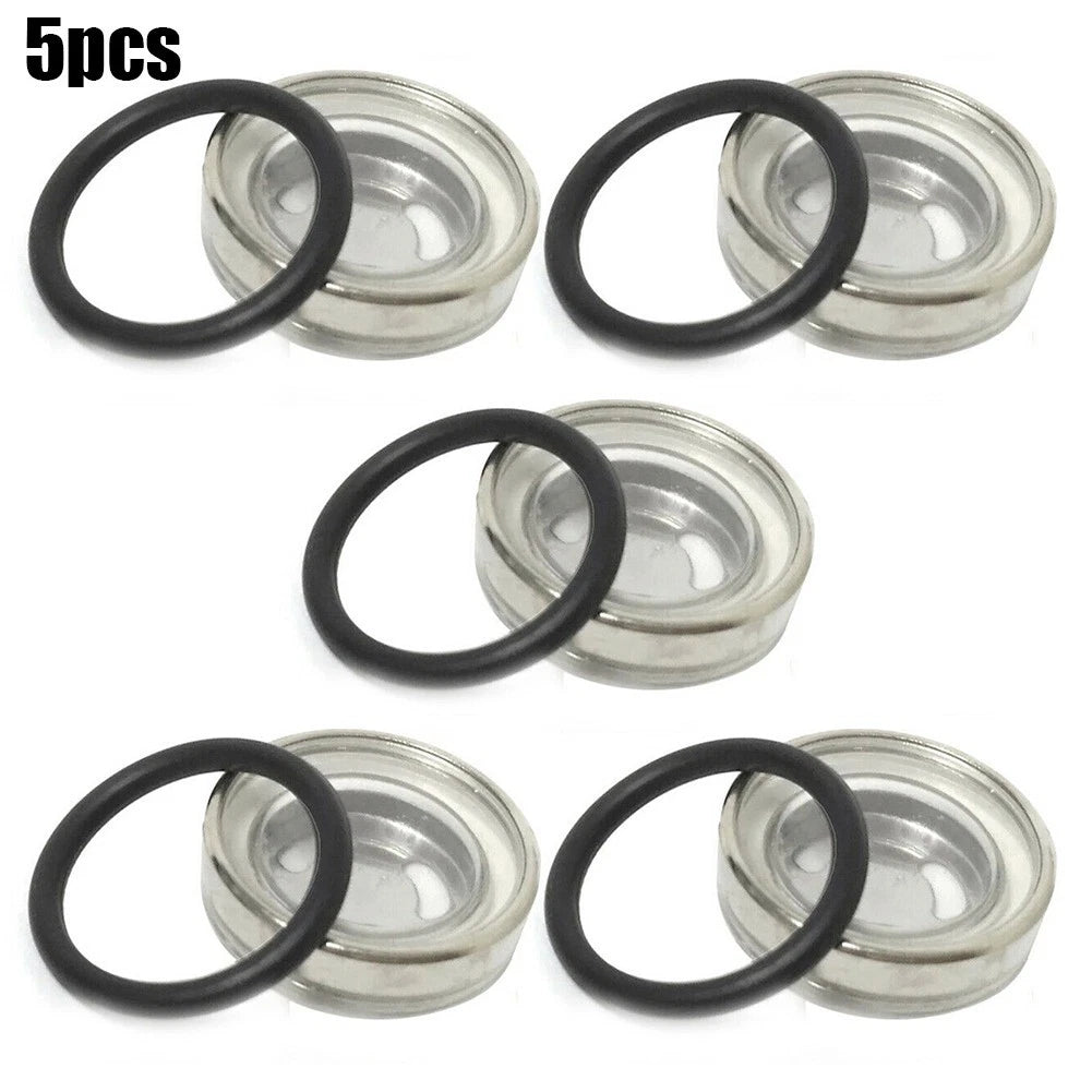 Set of 5 Brake Master Cylinder Reservoir Sight Glass Lens Gaskets for Motorcycle