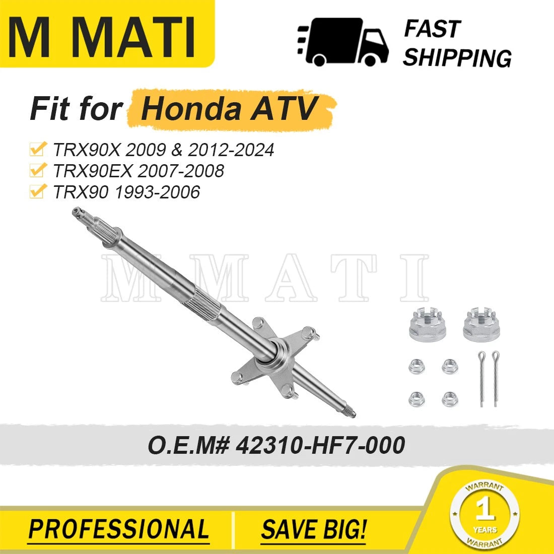 Rear Axle Shaft for Honda TRX90 TRX90EX Sportrax 90 1993–2024 42310-HF7-000