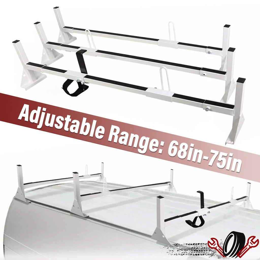 3 Bar Ladder Roof Rack for Chevy Express, Ford E-150, E-250 (1996-On)