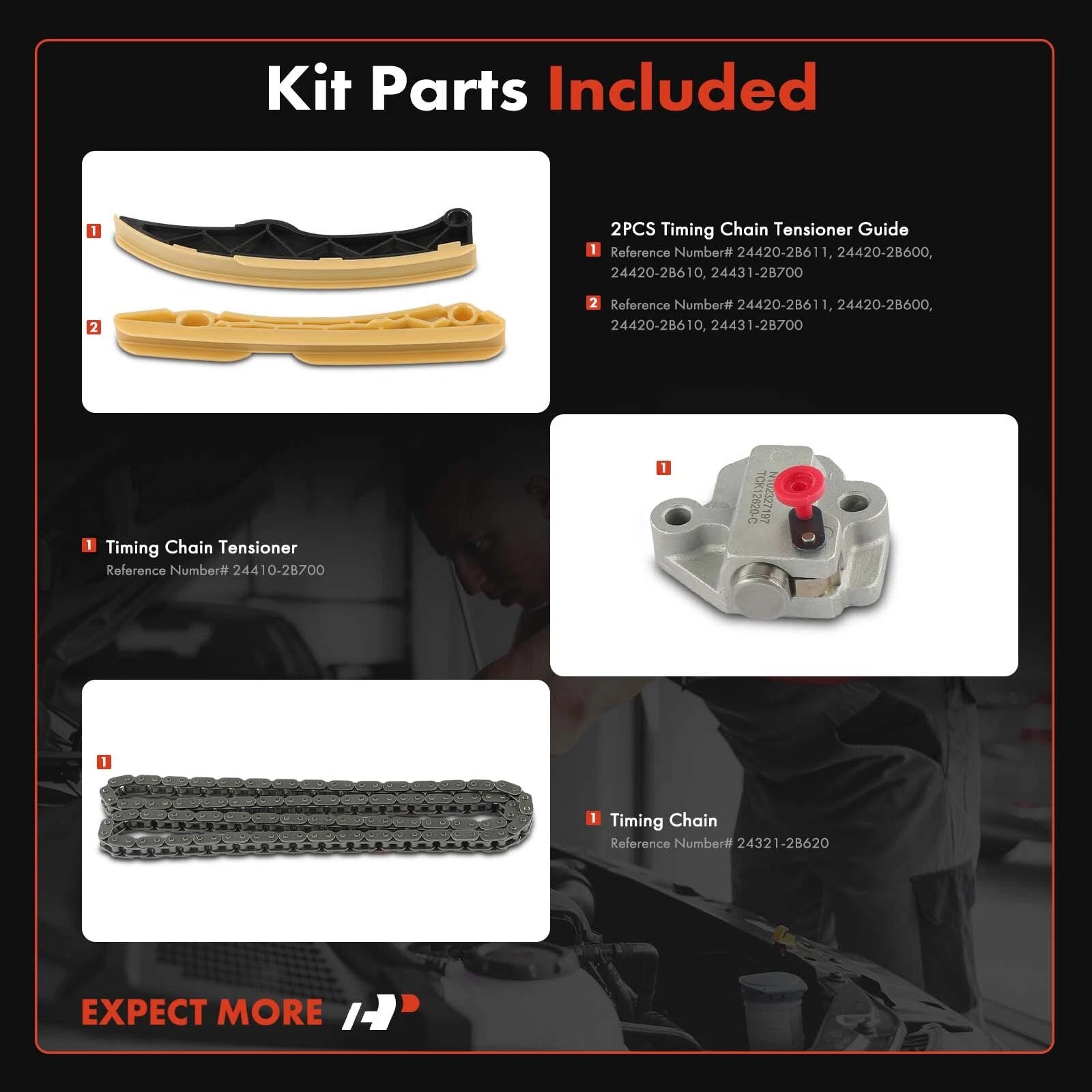 Set of 4 Timing Chain Kits for Hyundai Accent (2012–2020) Kia Forte 1.6L