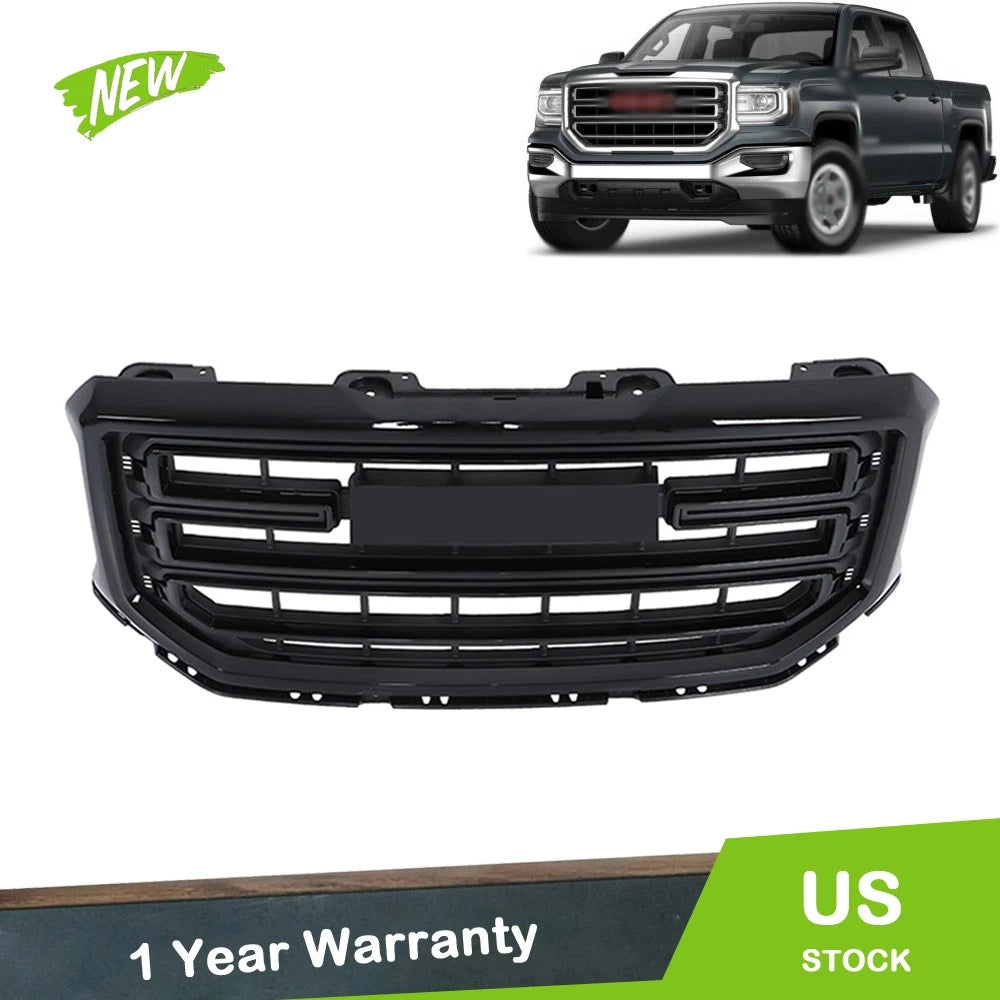 Gloss Black Front Center Mesh Grille for GMC Sierra 1500 (2016–2018)