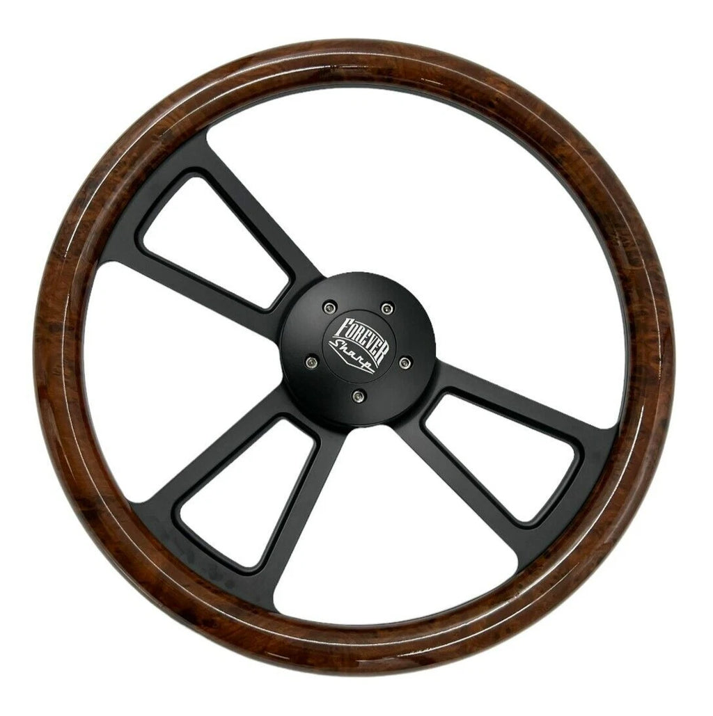 Steering Wheel Cover Black Burlwood Wrap for Peterbilt Kenworth (2010–2024)