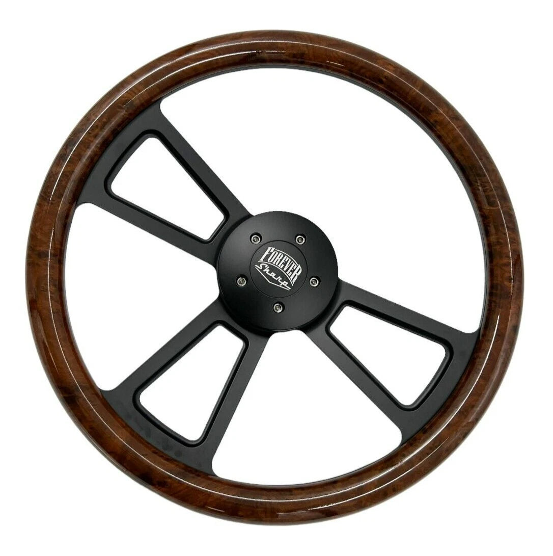 Steering Wheel Cover Black Burlwood Wrap for Peterbilt Kenworth (2010–2024)