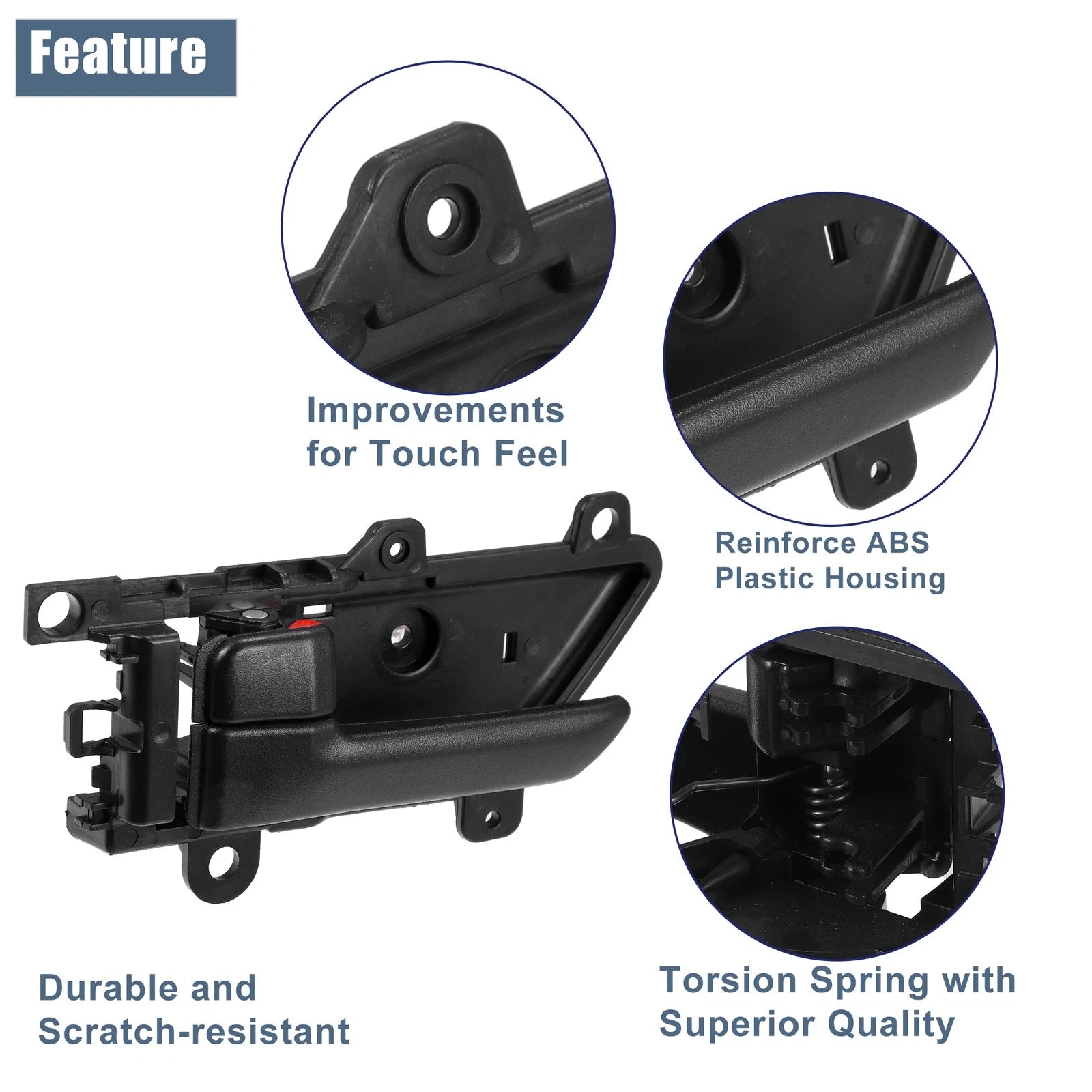 Front Left Driver Side Interior Door Handle for Hyundai Veracruz (2007–2012) Black