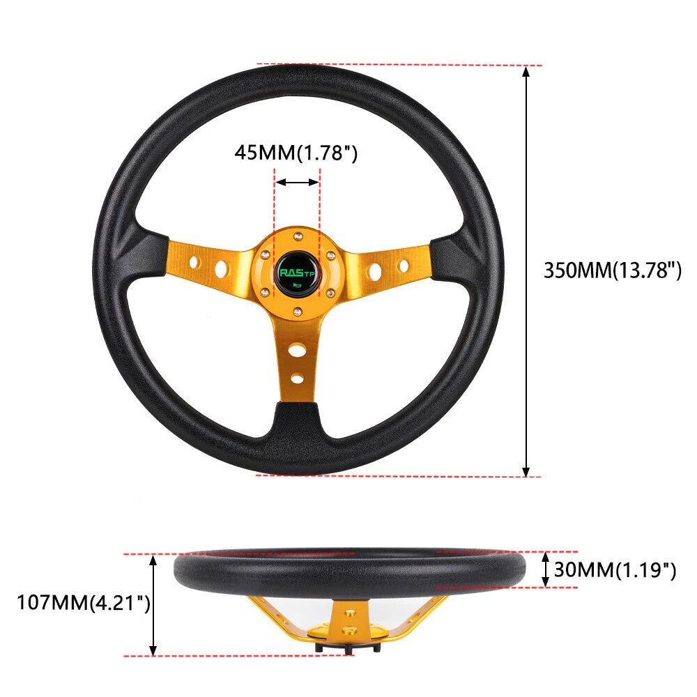 14 Inch Universal Aluminum Racing Steering Wheel 6 Bolt