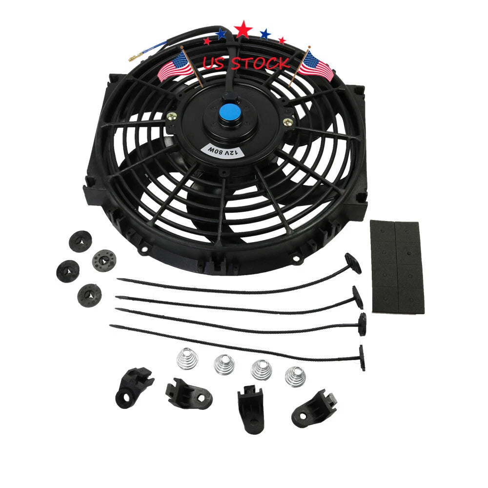 2X Electric Radiator Slim Cooling Fan 10" for Universal Fit (12V)