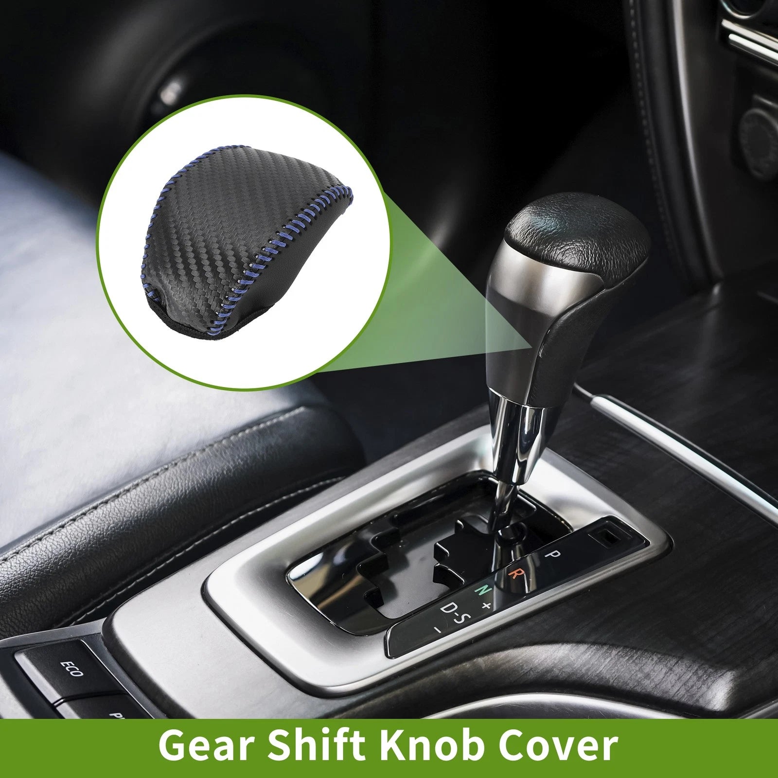 Gear Shift Knob Cover for Toyota RAV4 (2019–2024) Black Carbon Fiber Blue