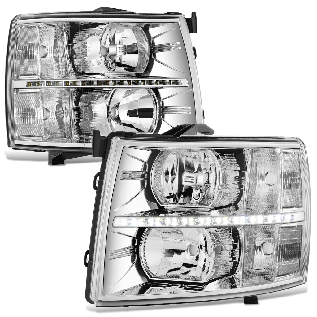 LED DRL Strip for Chevy Silverado (2007–2014) - Chrome Housing Clear Corner
