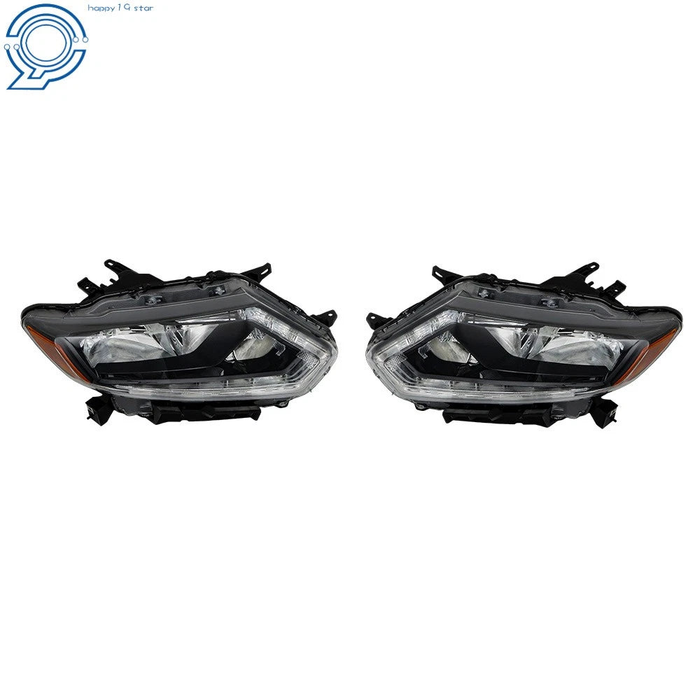 Set of 2 Halogen Headlights for Nissan Rogue (2014-2016) Chrome Clear Lens