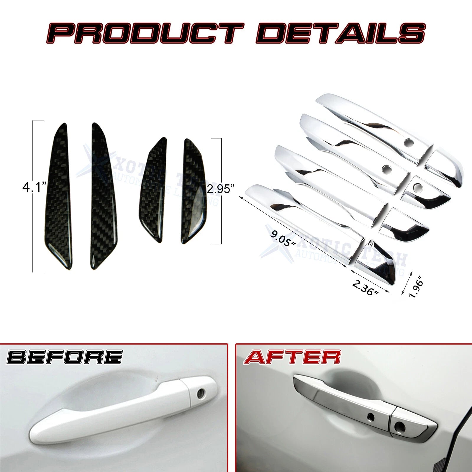 Chrome Silver Door Handle and Door Edge Guard for Honda Civic (2016-2021)