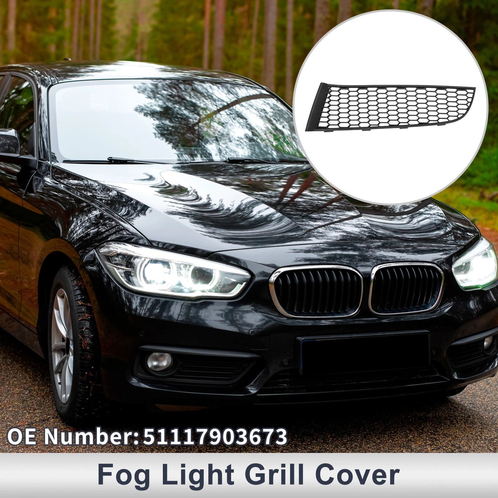 1pc Fog Light Grill for BMW 740i (2011–2015) No. 51117903673 Black