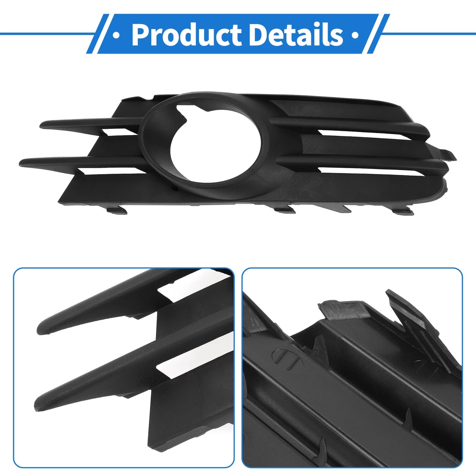 1 Pc Fog Light Grill for Volkswagen Scirocco (2009–2017) No. 1K8853665C Black
