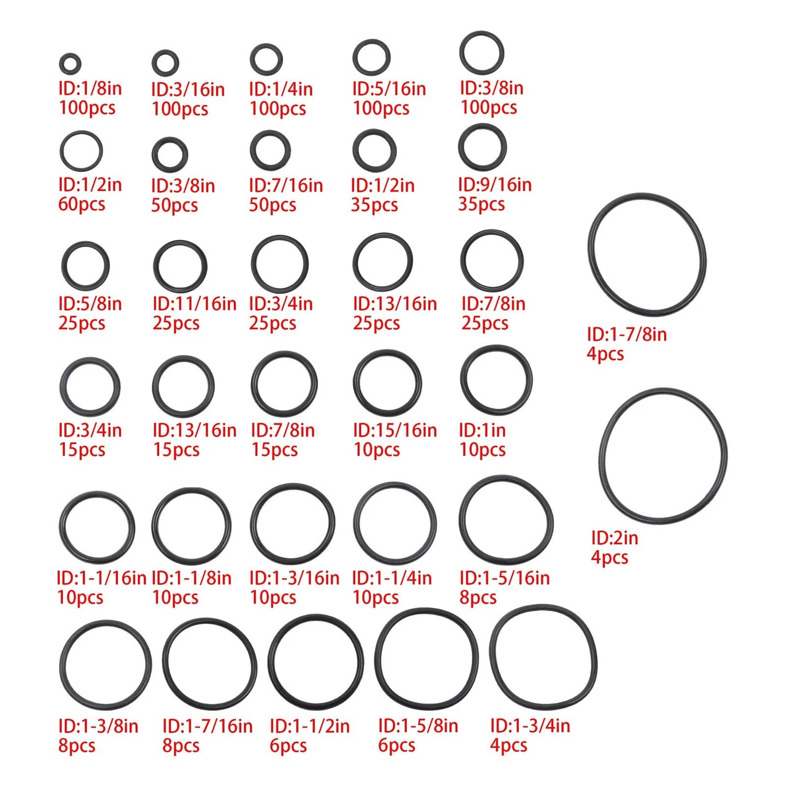 Set of 32 Nitrile Rubber Seals for Faucet Hydraulic Use (1008 Pcs)