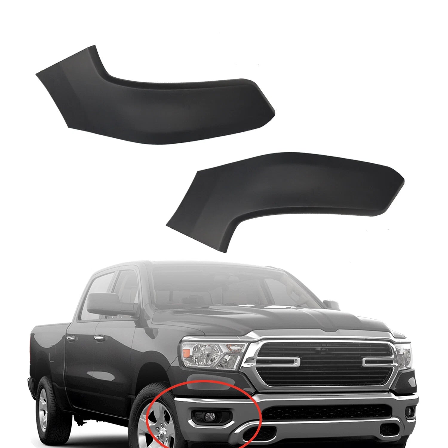 Front Upper Bumper End Set for Ram 1500 (2019–2022) 68403910AE 68403911AE
