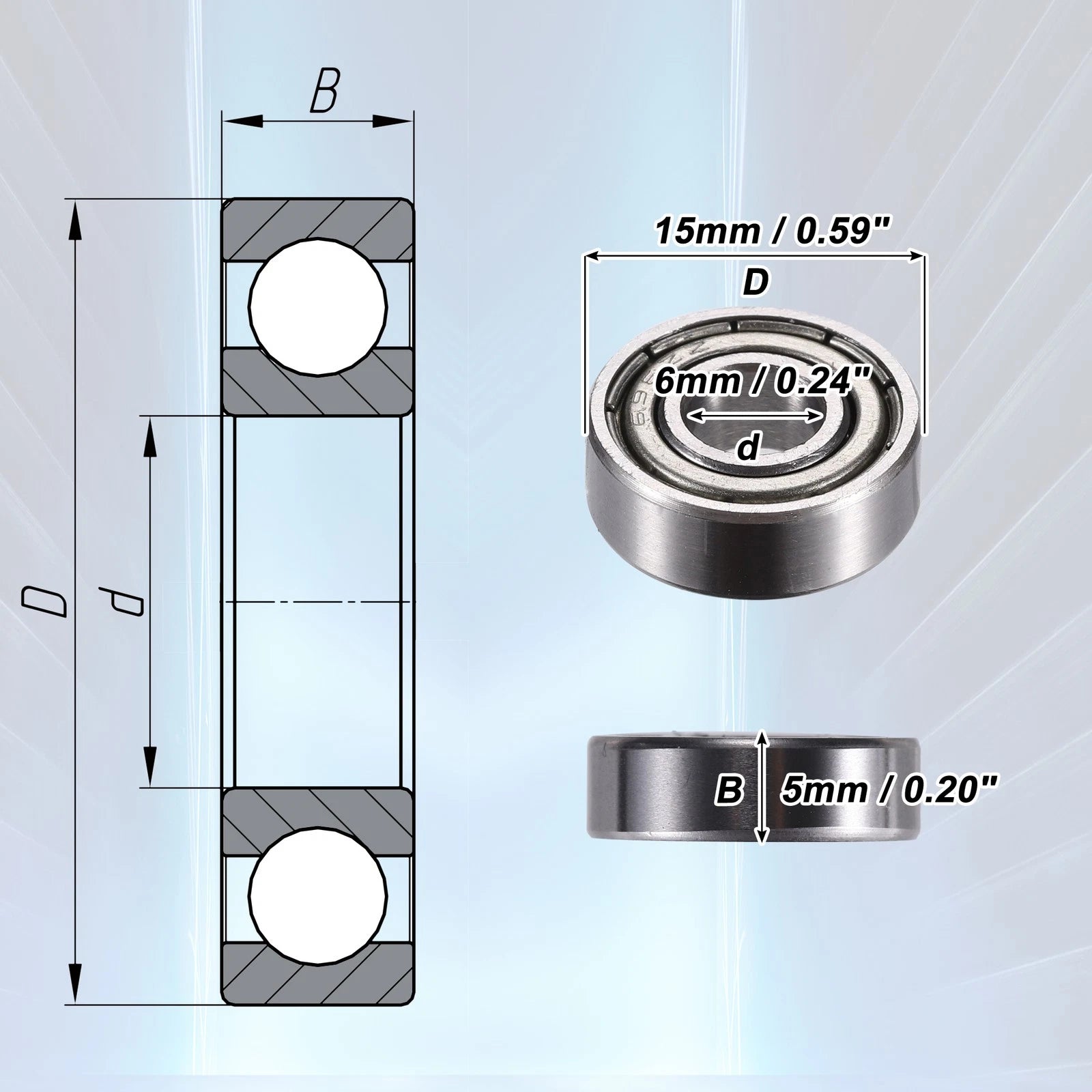 20pcs 696ZZ Deep Groove Ball Bearings for Various Models (6x15x5mm)