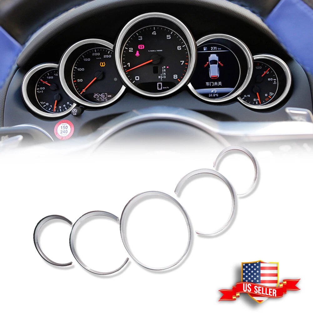 Set of 5 Dashboard Console Trim Rings for Porsche Panamera Cayenne 911