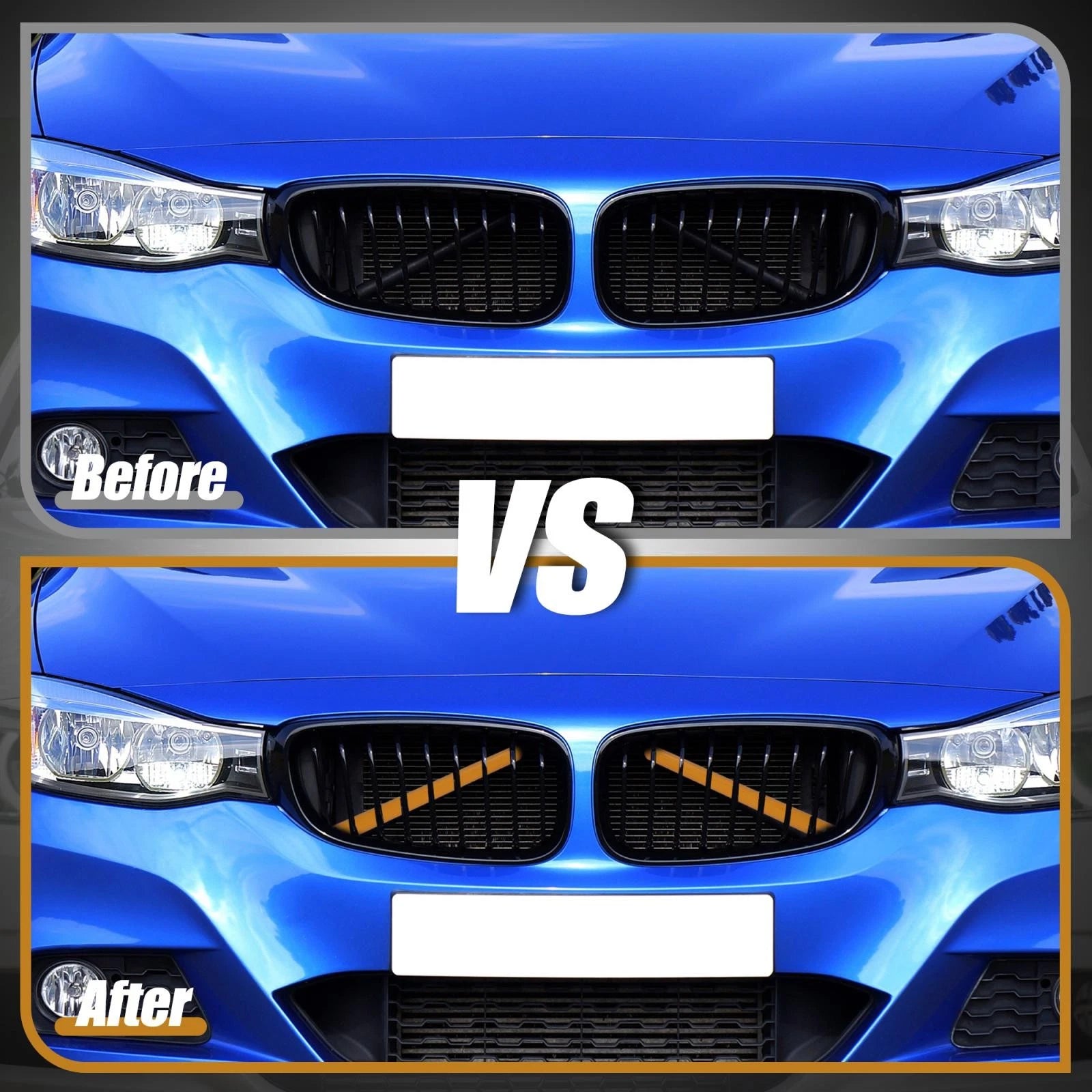 Pair ABS Front Grille Trim Strips Cover Yellow for BMW 1 2 3 4 Series (2011–2020)