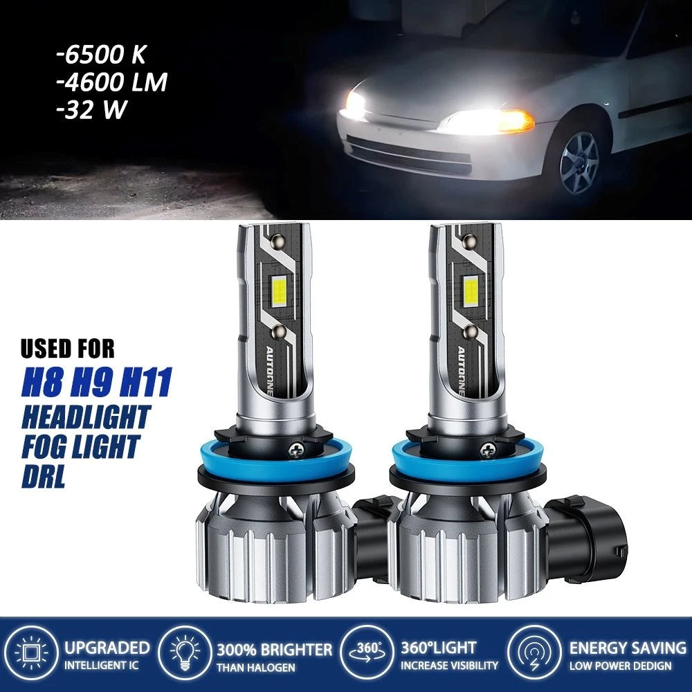 H11 H8 H9 LED Headlight Kit for High Low Beam Bulbs (6500K, 5000LM)