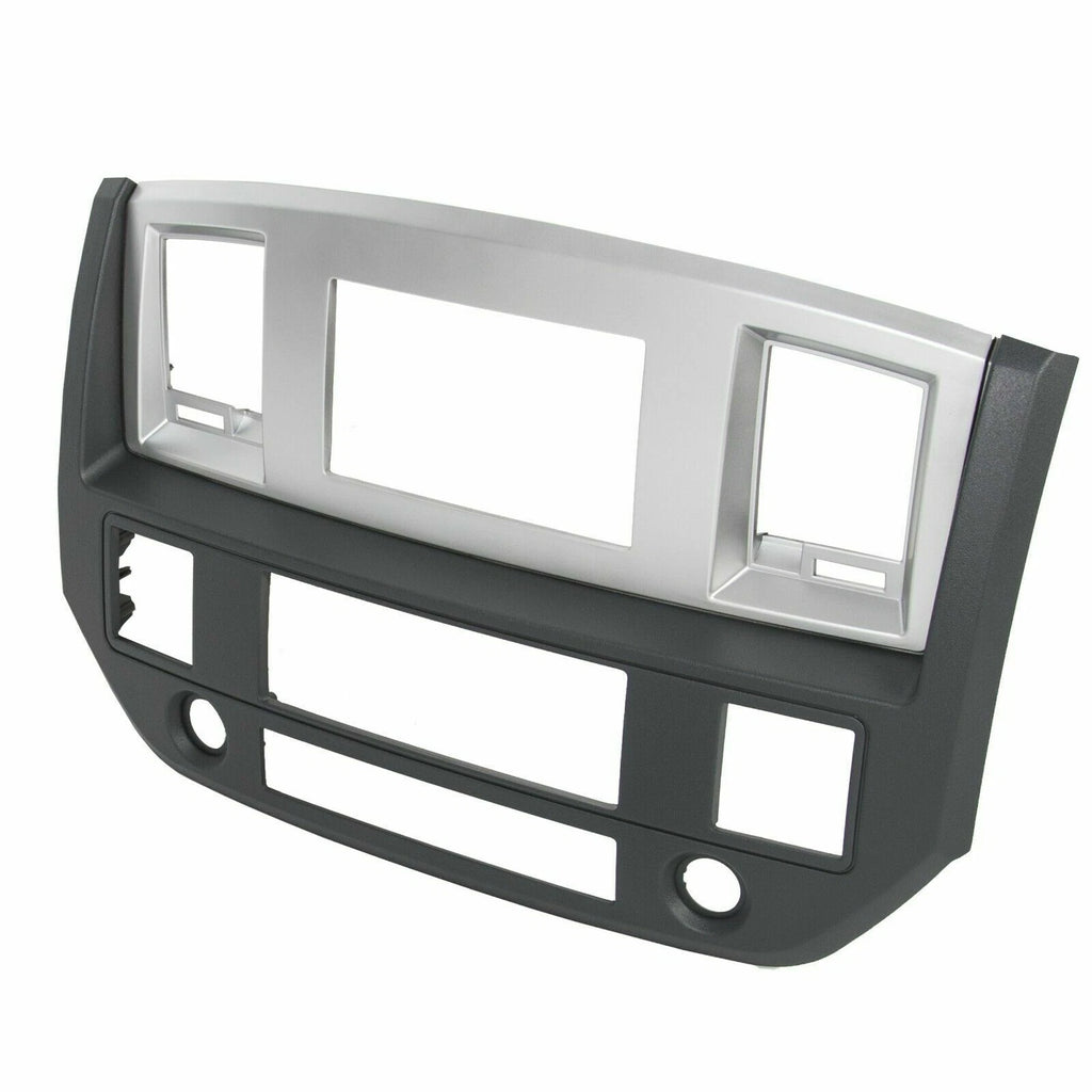 Double Din Dash Install Bezel Kit for Dodge Ram (2006-2009) Silver Slate Gray