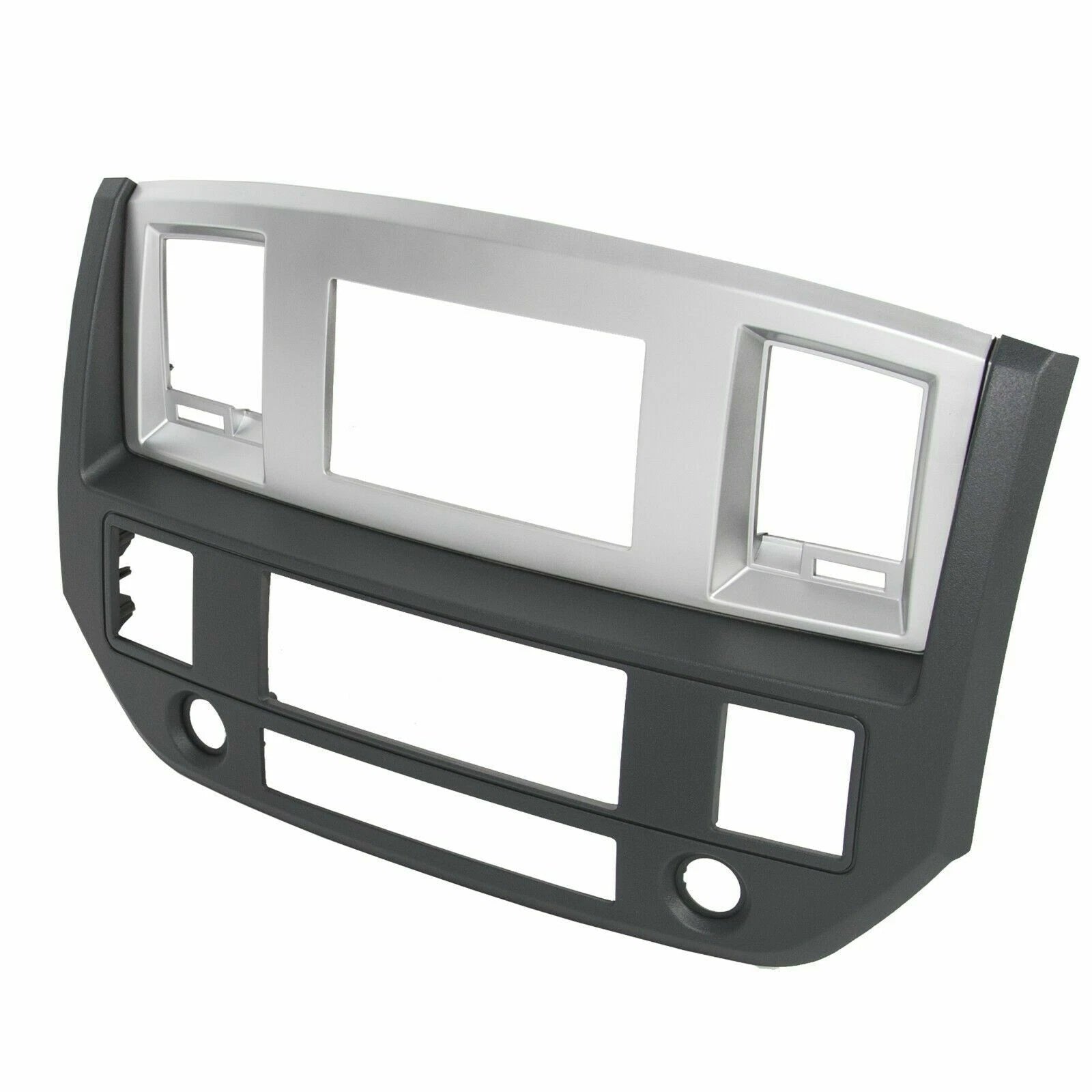 Double Din Dash Install Bezel Kit for Dodge Ram (2006-2009) Silver Slate Gray