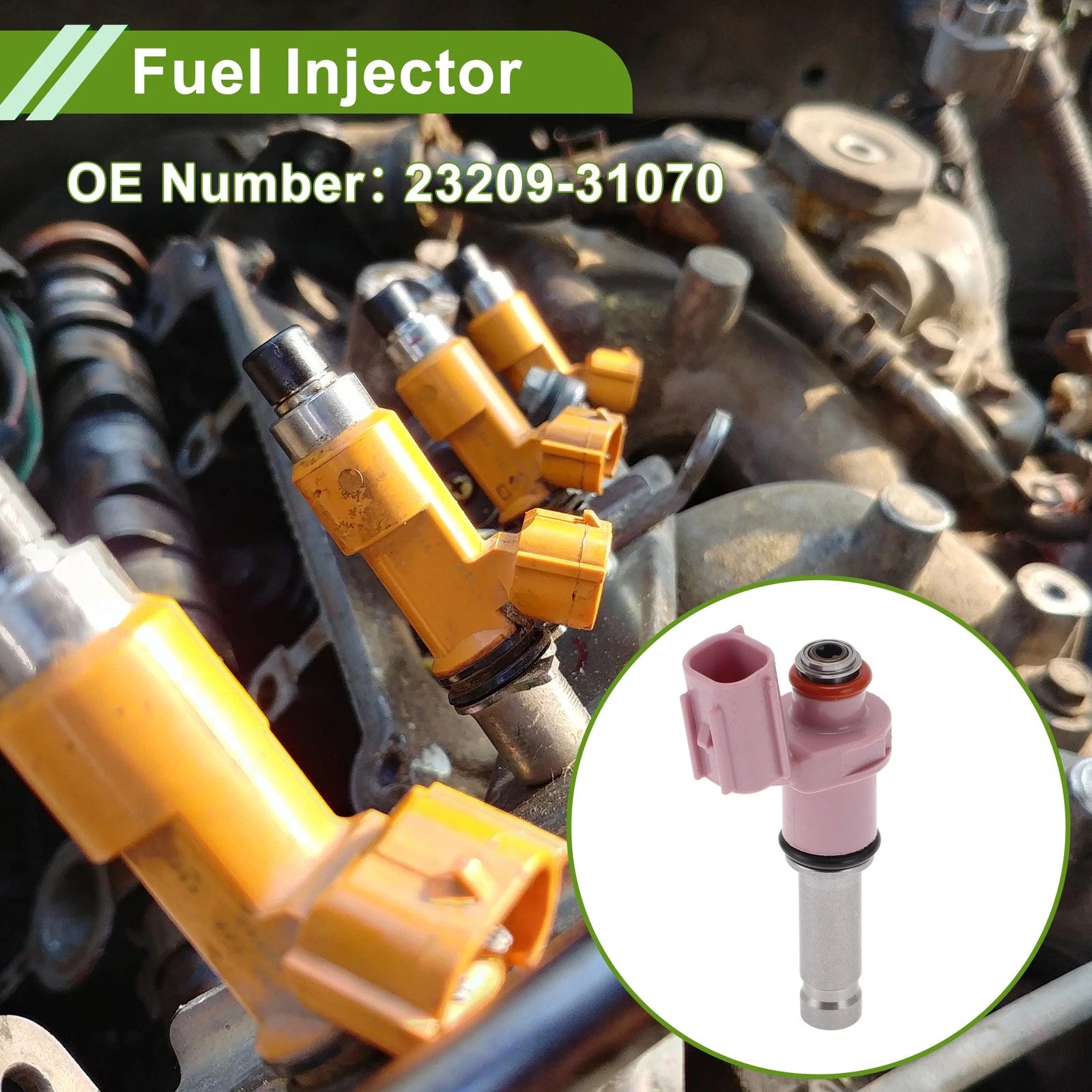 Fuel Injector No. 23209-31070 for Lexus GS350 (2007–2011) 1 Pcs Pink Gray