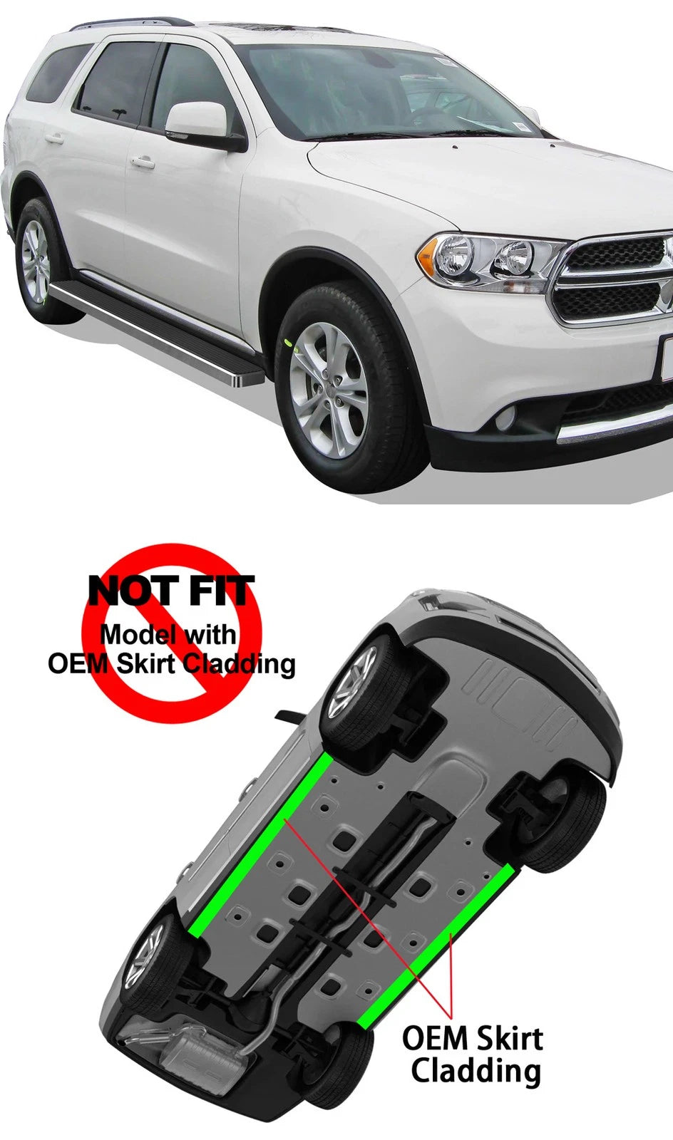 Set of 2 Stainless Steel Running Boards for Dodge Durango (2011-2026)