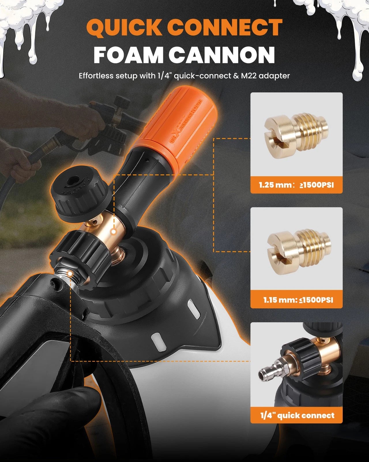 Foam Cannon 1.3L for Universal Pressure Washers (1/4" Quick Connect)