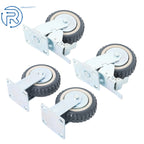 Set of 4 Gray PU 6-Inch Casters with 2 Straight Wheels & 2 Brakes