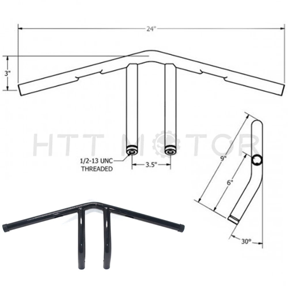1" Whiskey Handlebars for Harley Sportster Dyna Chopper Bobber