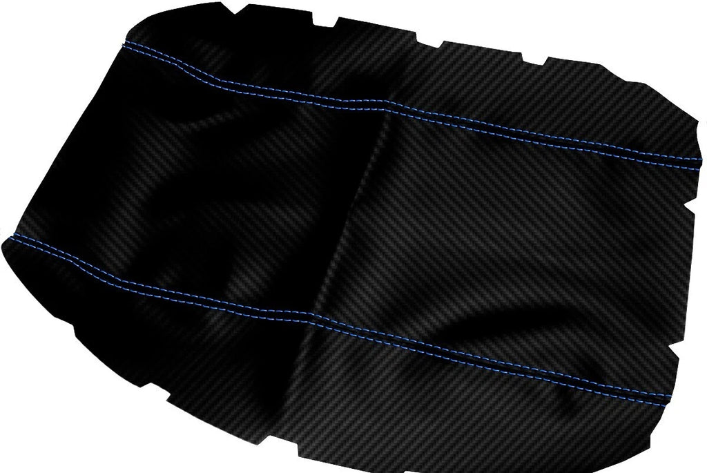 Console Lid Armrest Cover for Ford Expedition (2003–2006) Carbon Fiber Blue Stitch