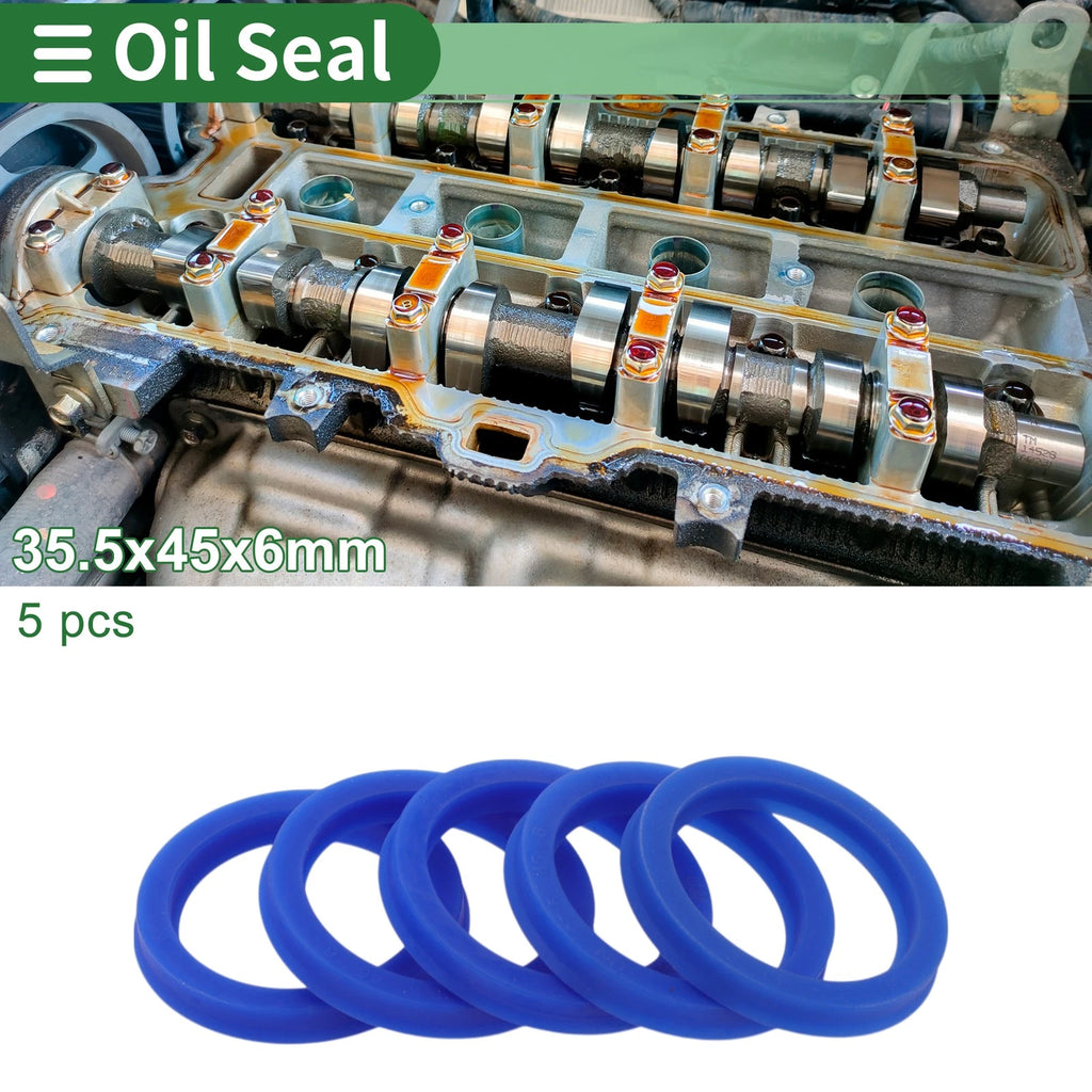 Set of 5 Oil Seal Rotary Shaft Seal 35.5x45x6mm High Pressure Blue