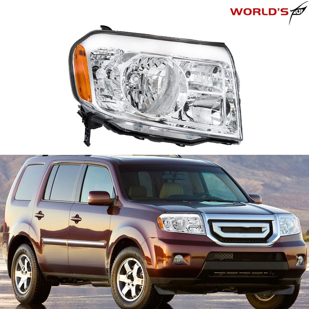 Headlamp for Honda Pilot (2009–2011) Halogen Chrome Right